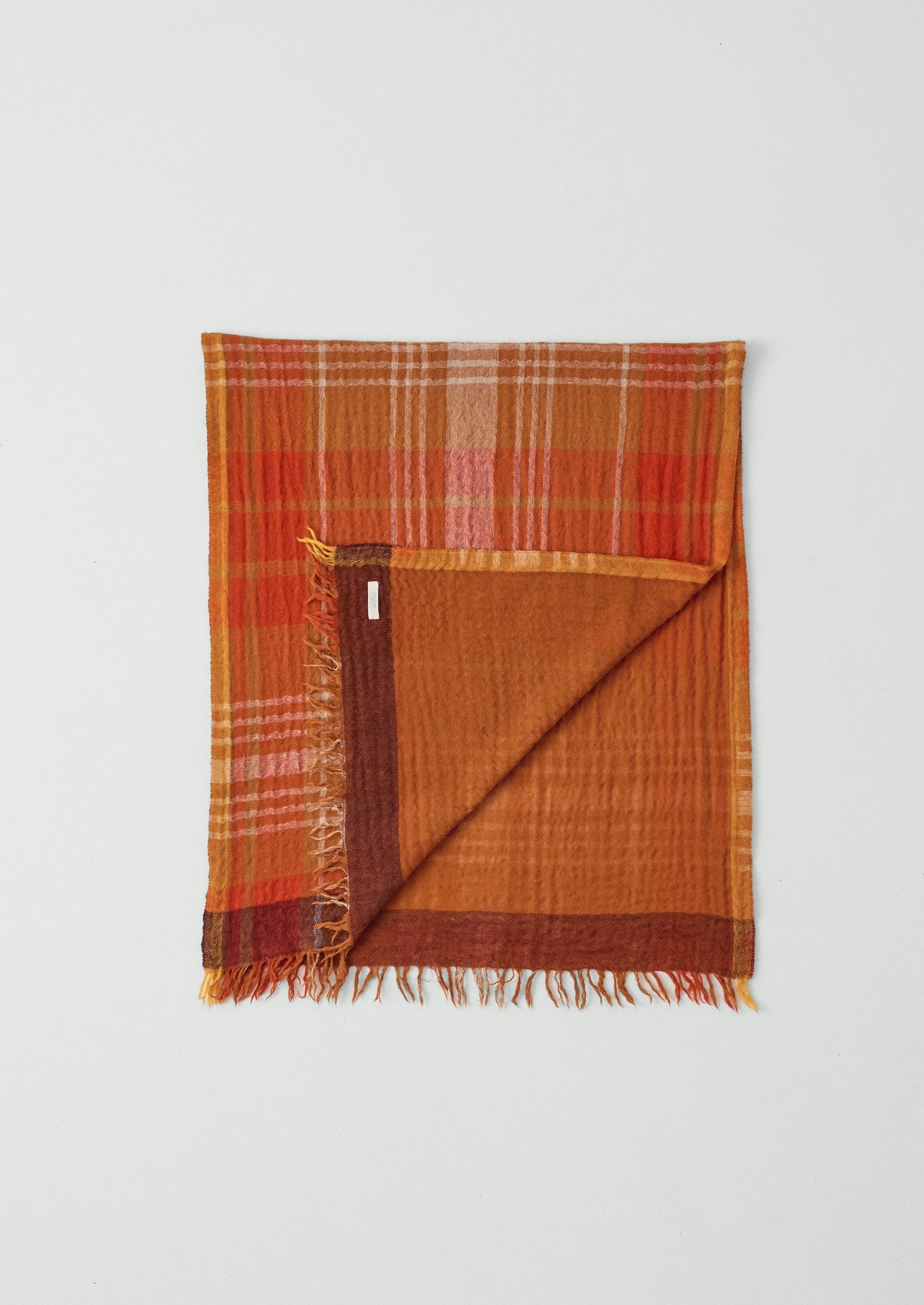 Large Check Boiled Wool Scarf | Spice