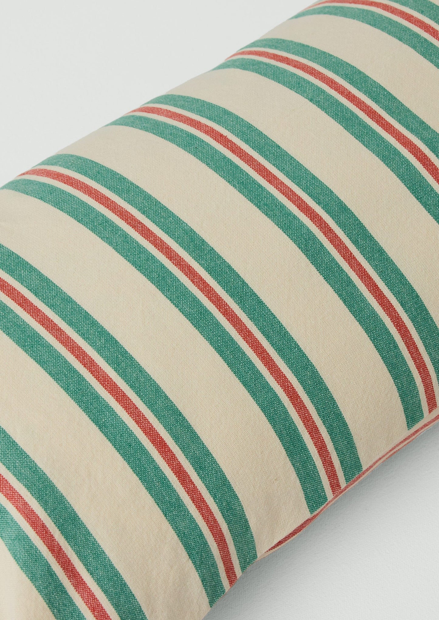 Market Stripe Hand Woven Bolster Cushion | Basil/Poppy