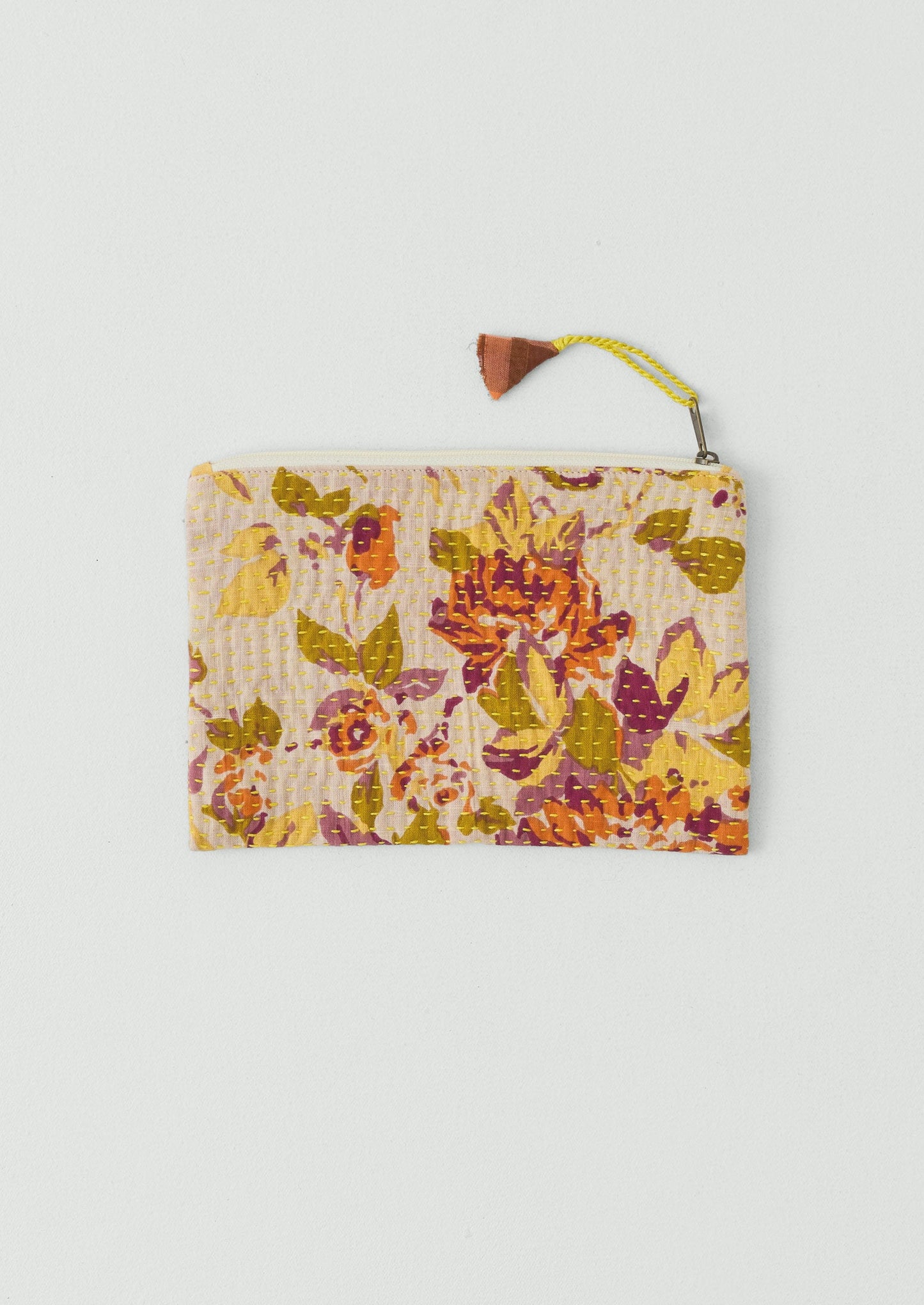 Remnant Fabric Kantha Pouch | Rose/Mimosa