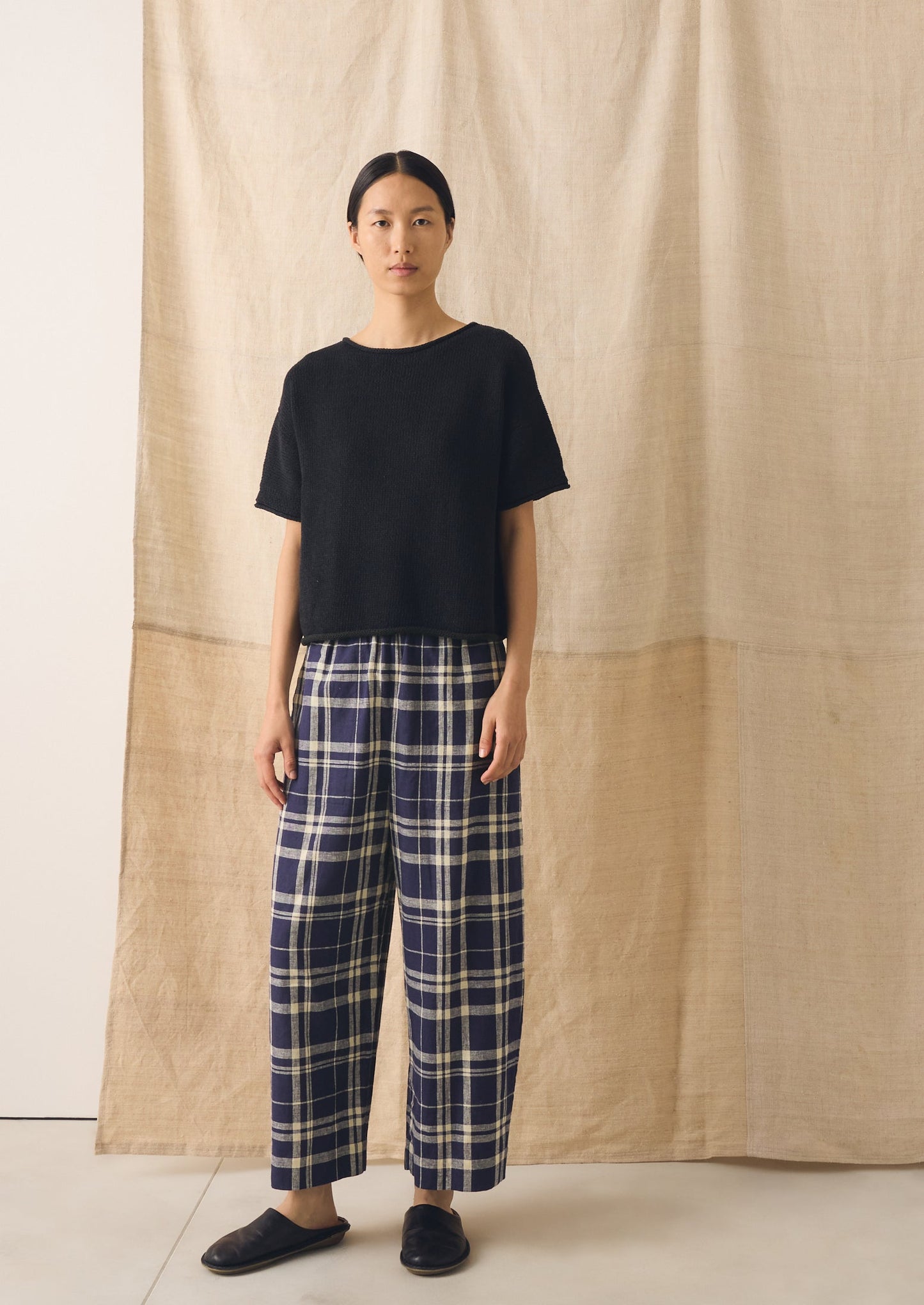 Knitted Cotton Linen Tee | Slate
