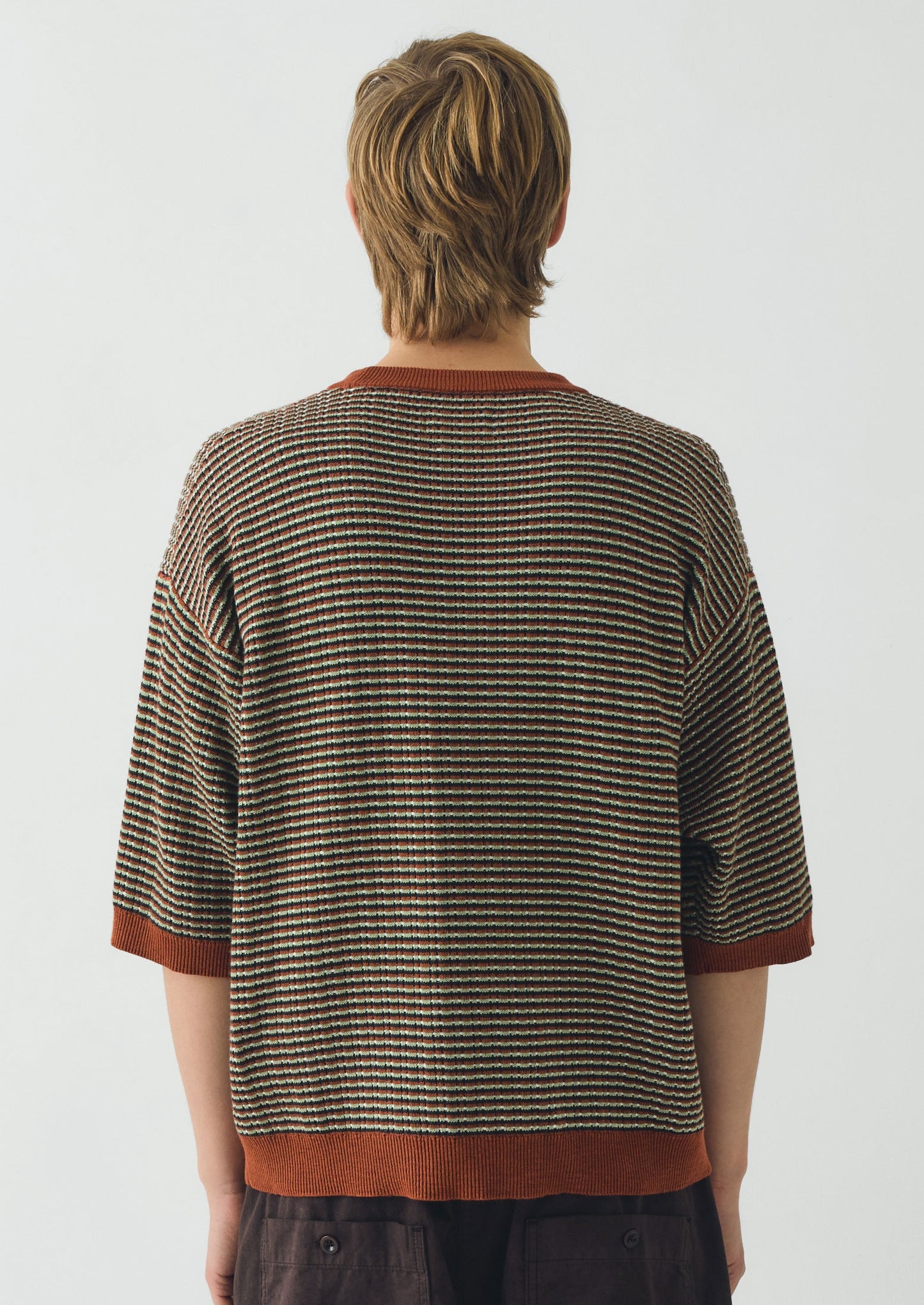 Knitted Cotton Tee | Green Multi