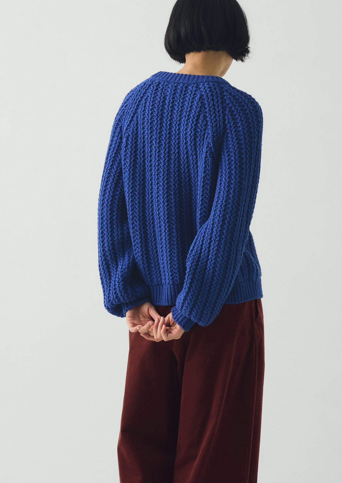 Racked Rib Wool Cotton Sweater | Cobalt