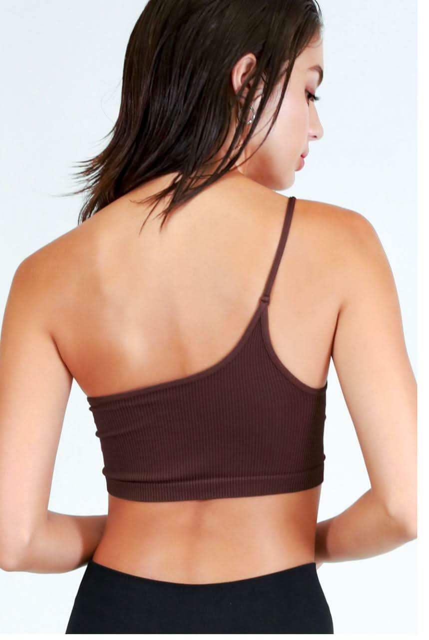 NIKIBIKI Huckleberry Ribbed One-Shoulder Bralette