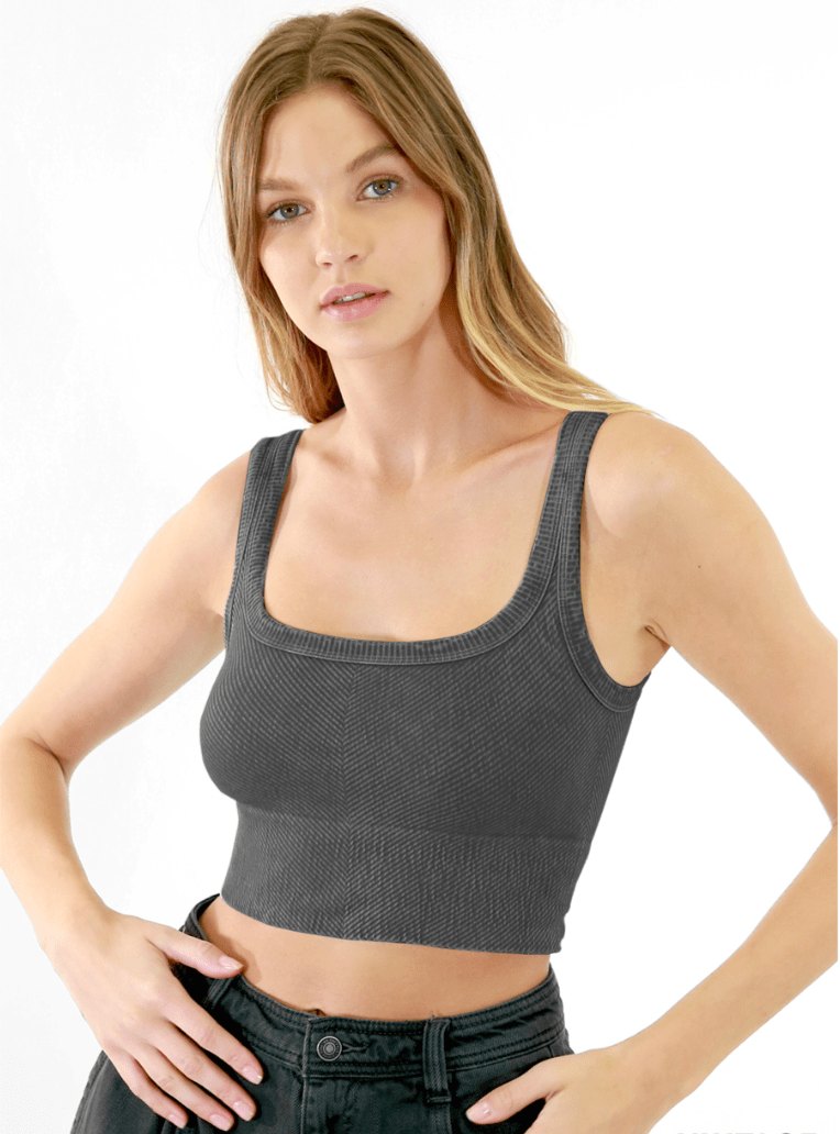 NIKIBIKI Vintage Black Cropped Chevron Tank
