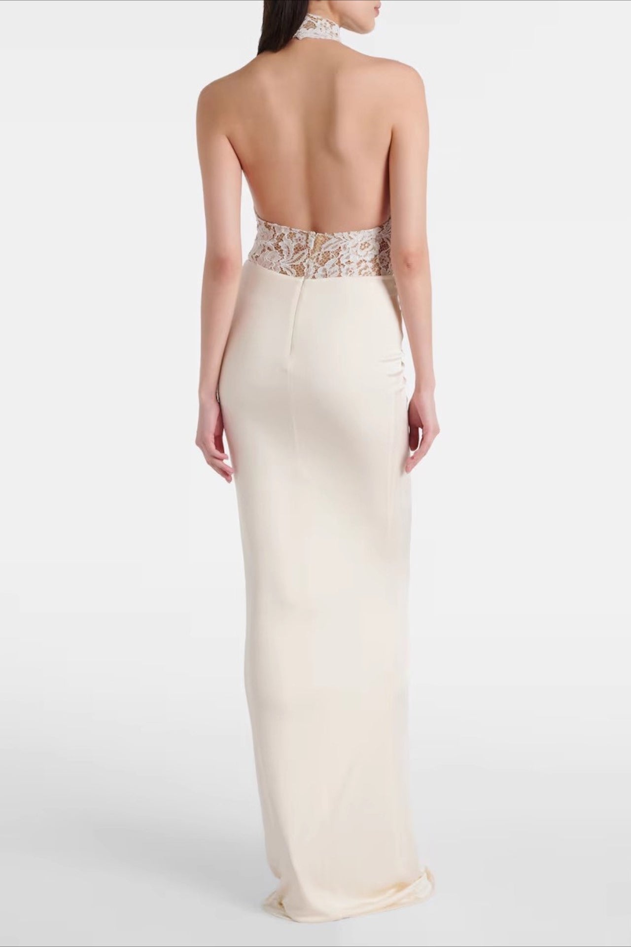 Halter Neck Backless Lace Prom Dress