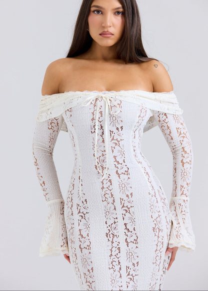 Livette - Vintage Off Shoulder Maxi Dress