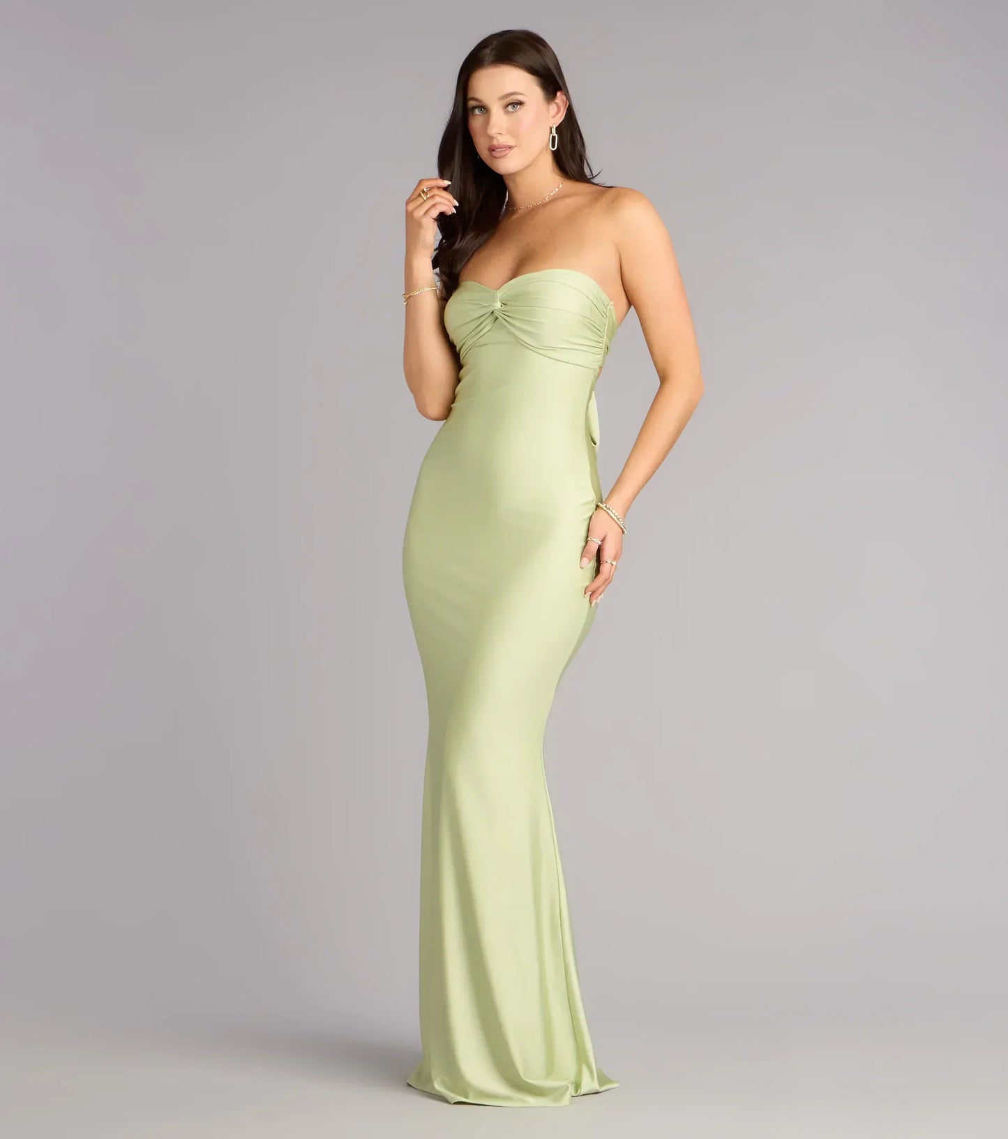 Kimberly Strapless Tie-Back Mermaid Formal Dress