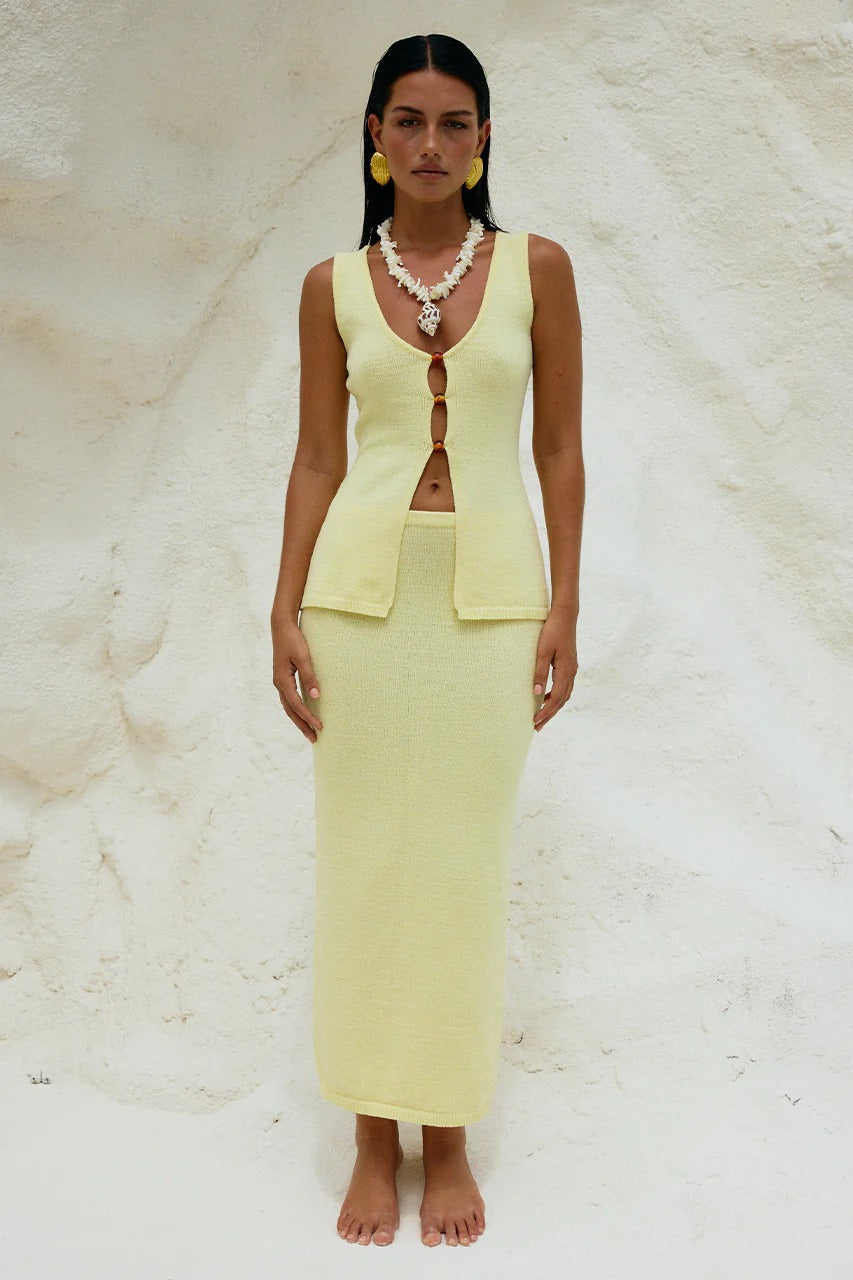 Nadina Midi Skirt - Lemon