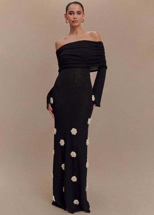 Livette - Shoulder Knit Maxi Dress