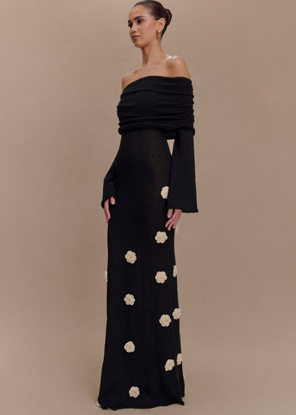 Livette - Shoulder Knit Maxi Dress