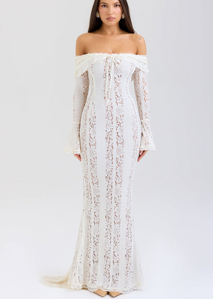 Livette - Vintage Off Shoulder Maxi Dress