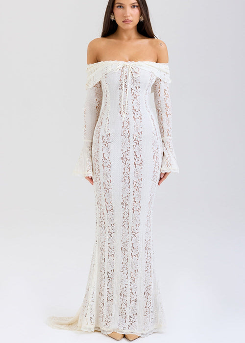 Livette - Vintage Off Shoulder Maxi Dress