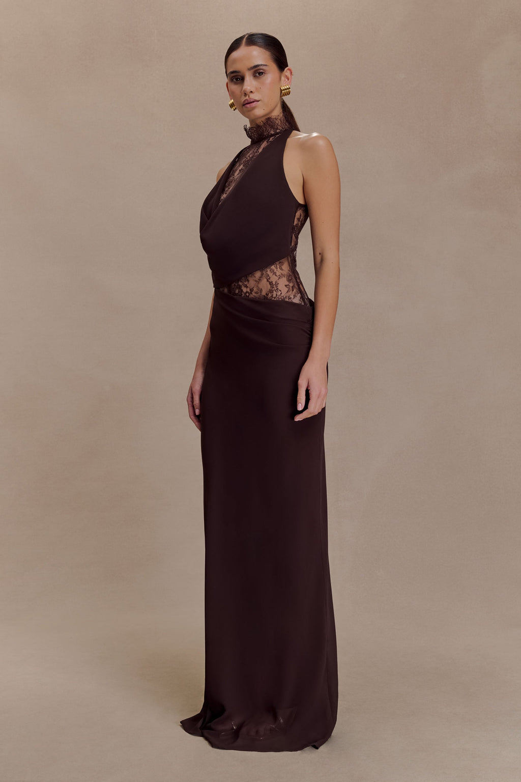 Livette - Lace Halter Maxi Dress