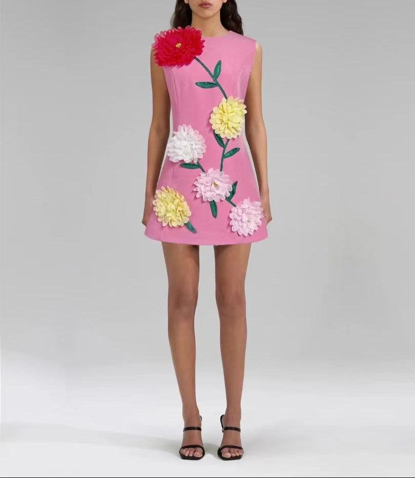 Livette - Flower 3D Effect Mini Dress
