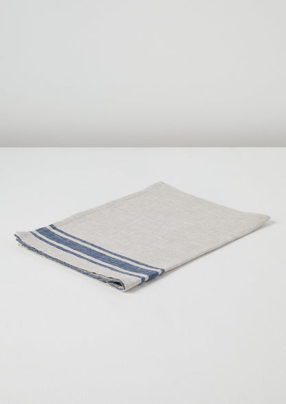 Irregular Stripe Linen Tea Towel | Natural/Blue