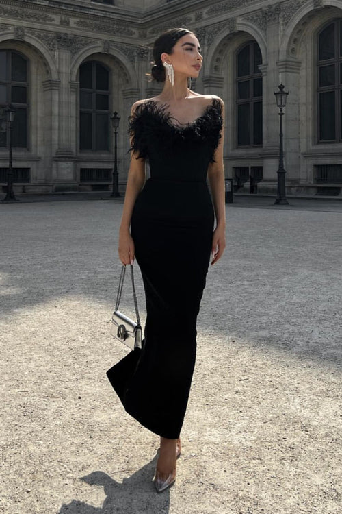 Ostrich Feather Bandage Prom Dress