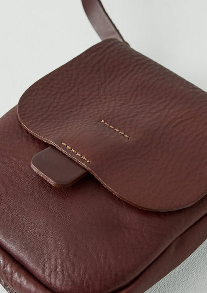 Kate Sheridan Leather Half Orbed Tab Bag | Chestnut