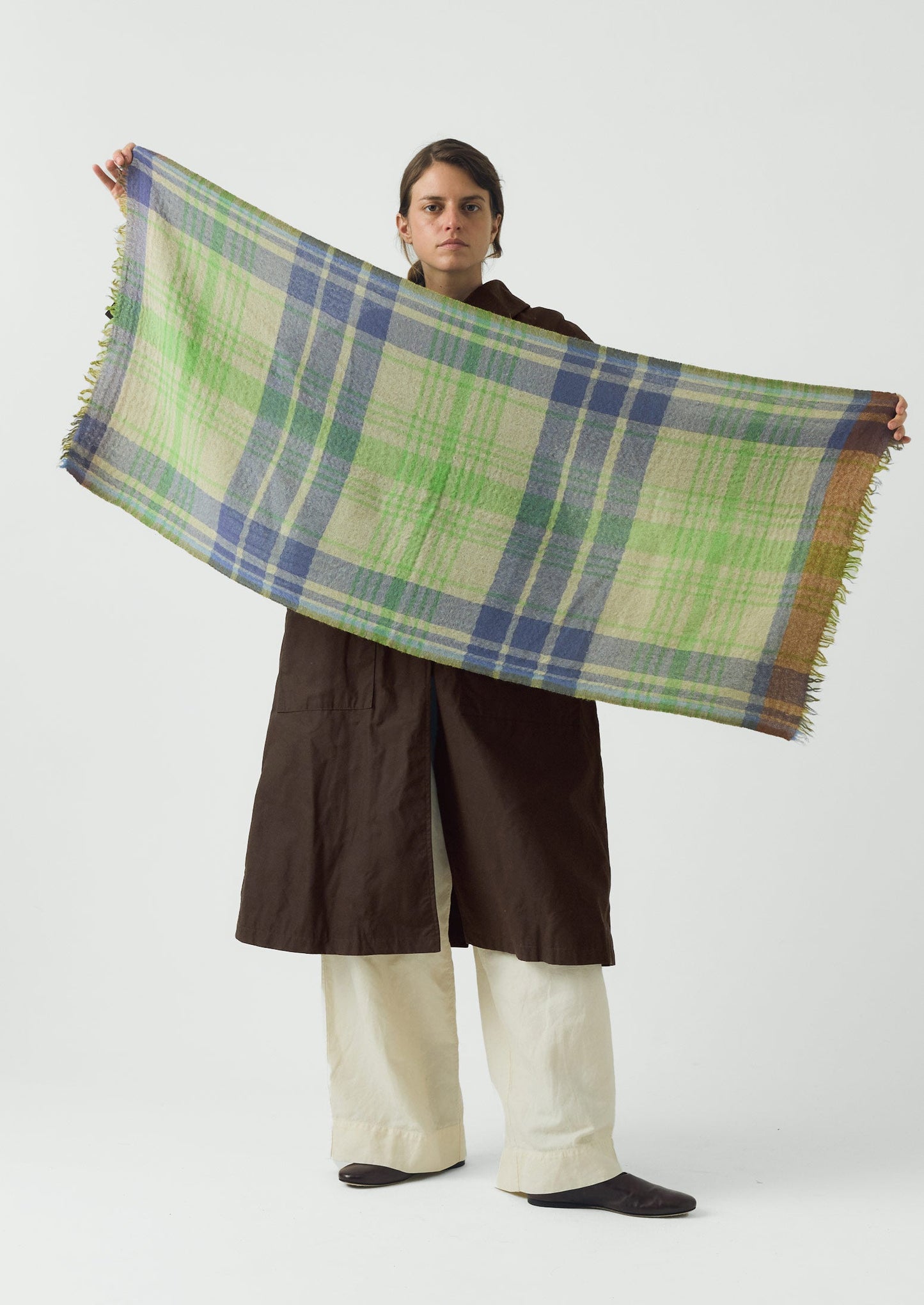 Large Check Boiled Wool Scarf | Soya/Multi
