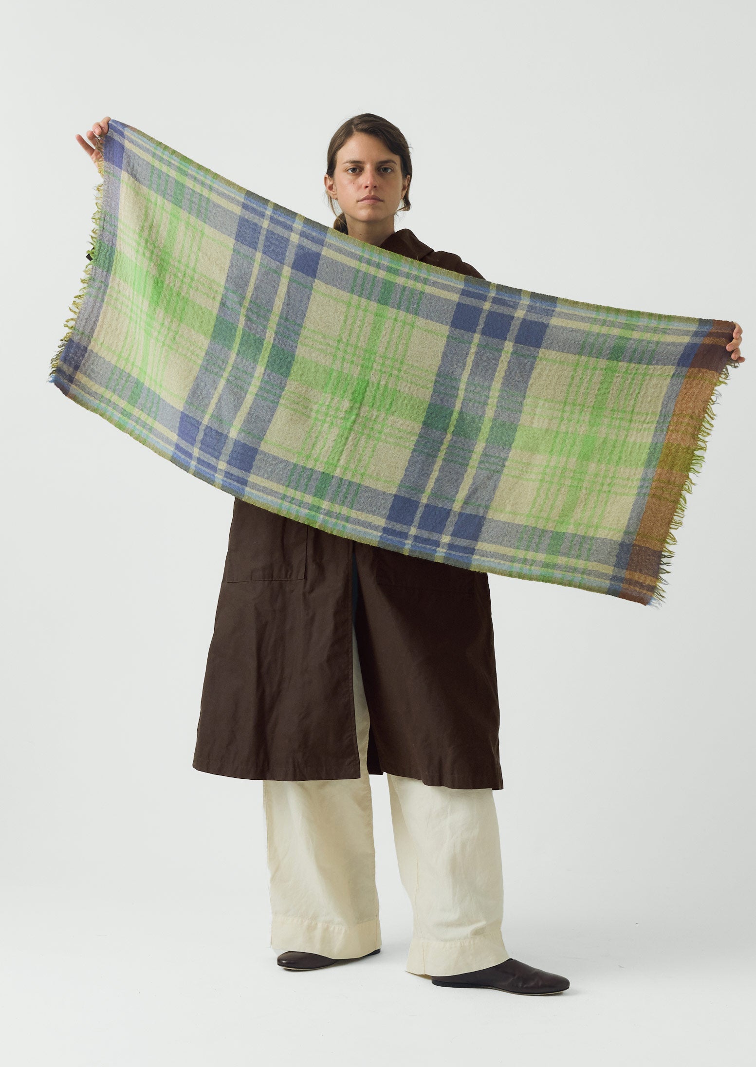 Large Check Boiled Wool Scarf | Soya/Multi