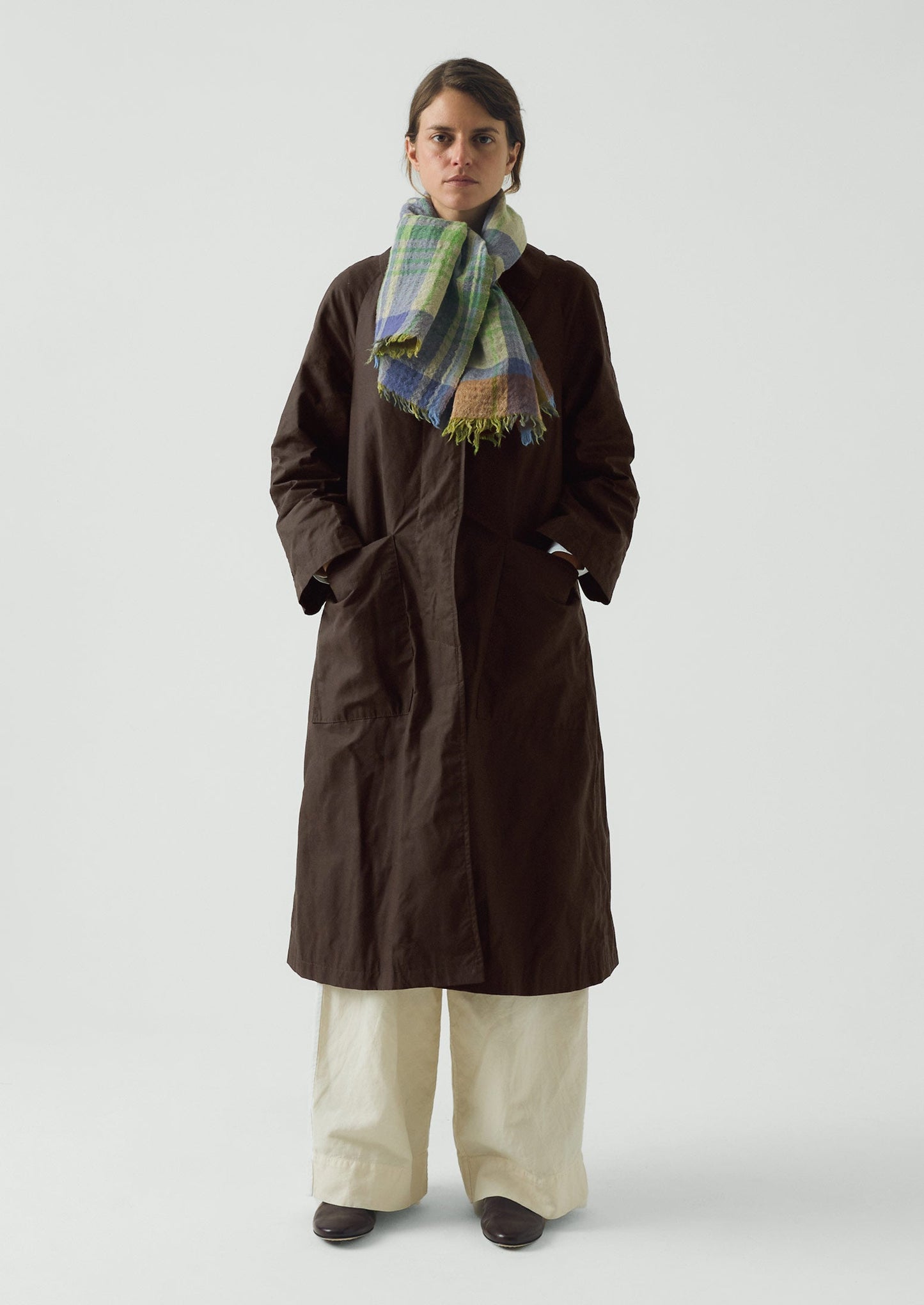Large Check Boiled Wool Scarf | Soya/Multi
