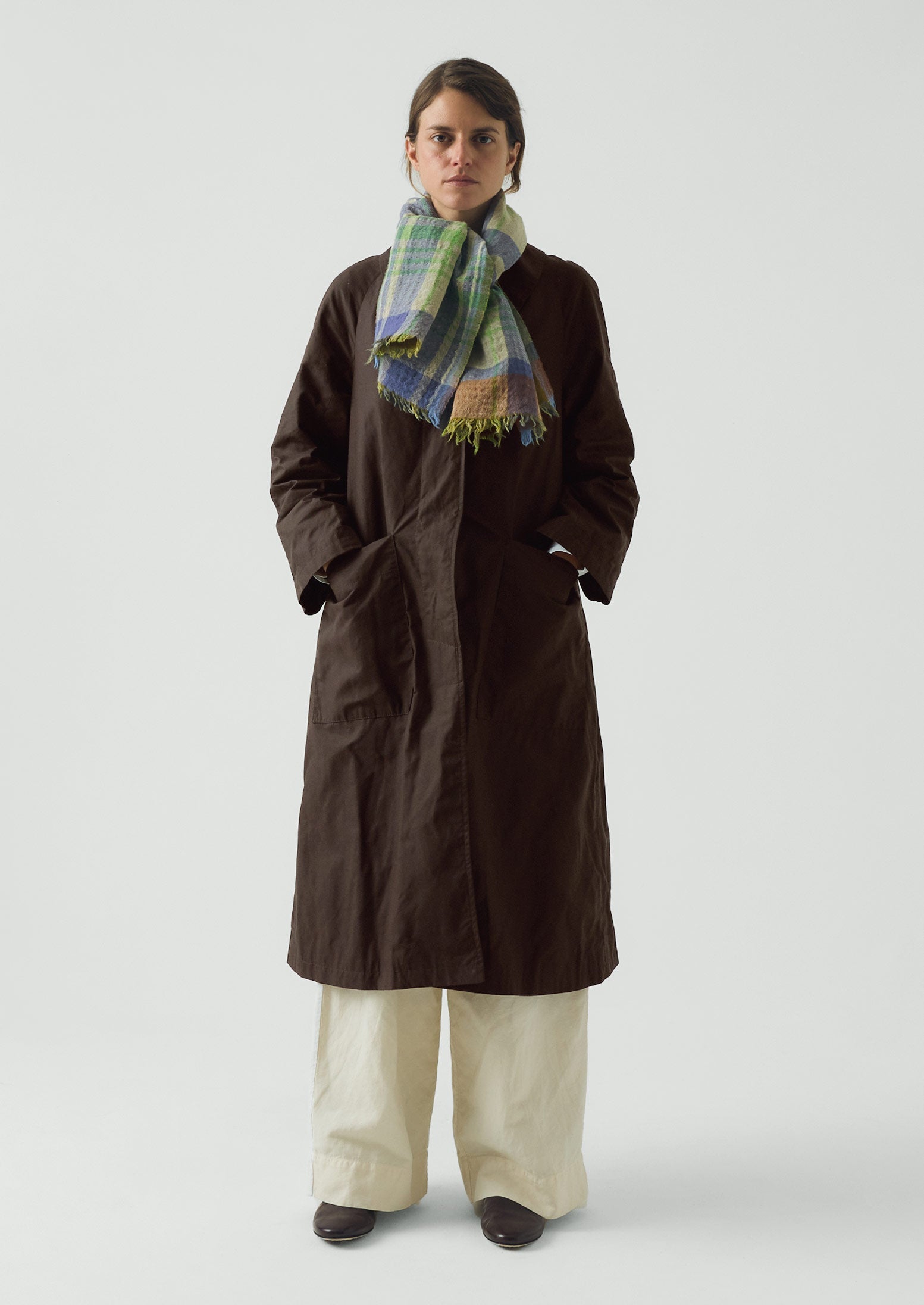 Large Check Boiled Wool Scarf | Soya/Multi