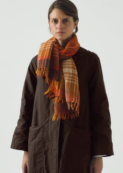 Large Check Boiled Wool Scarf | Spice