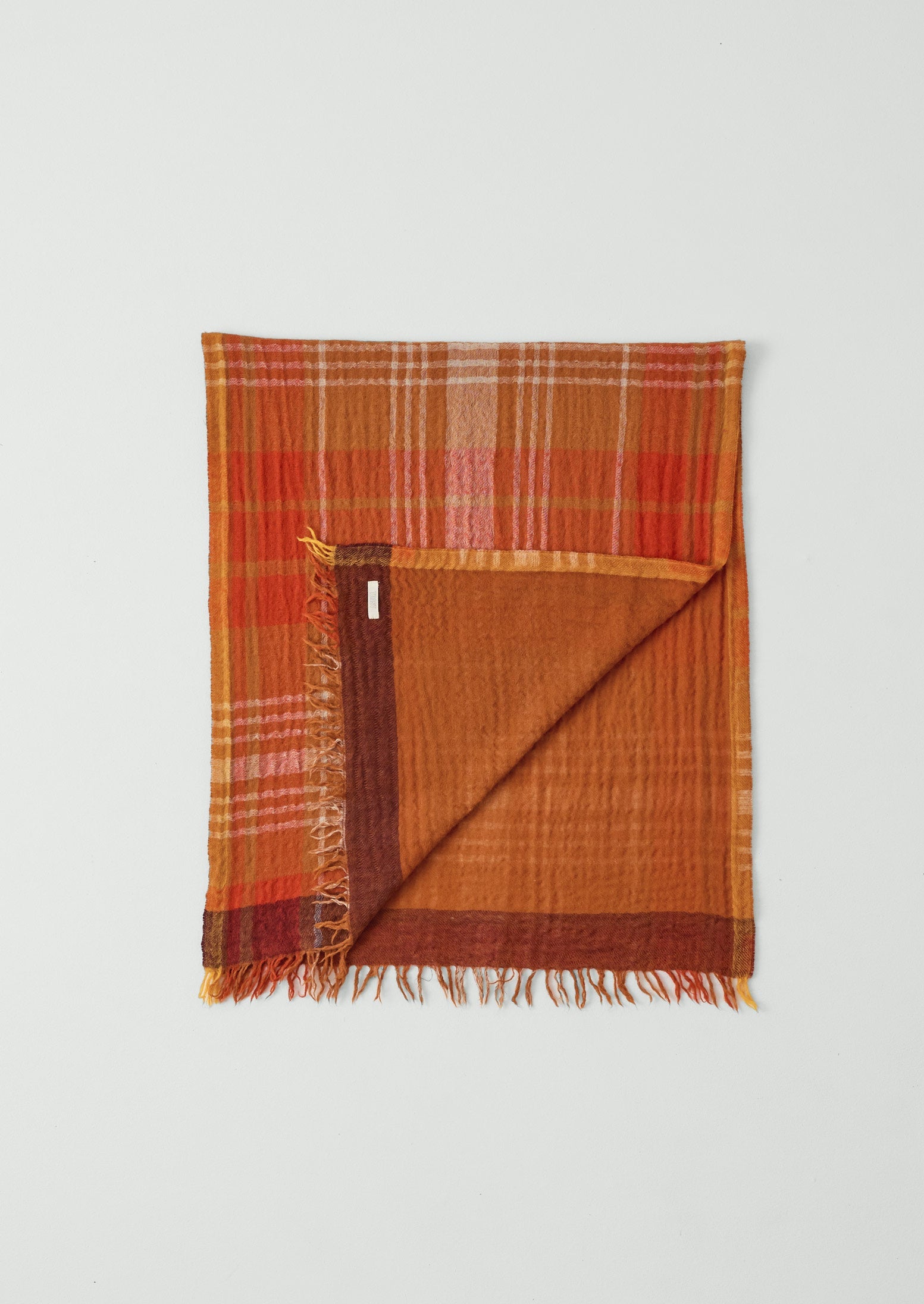 Large Check Boiled Wool Scarf | Spice