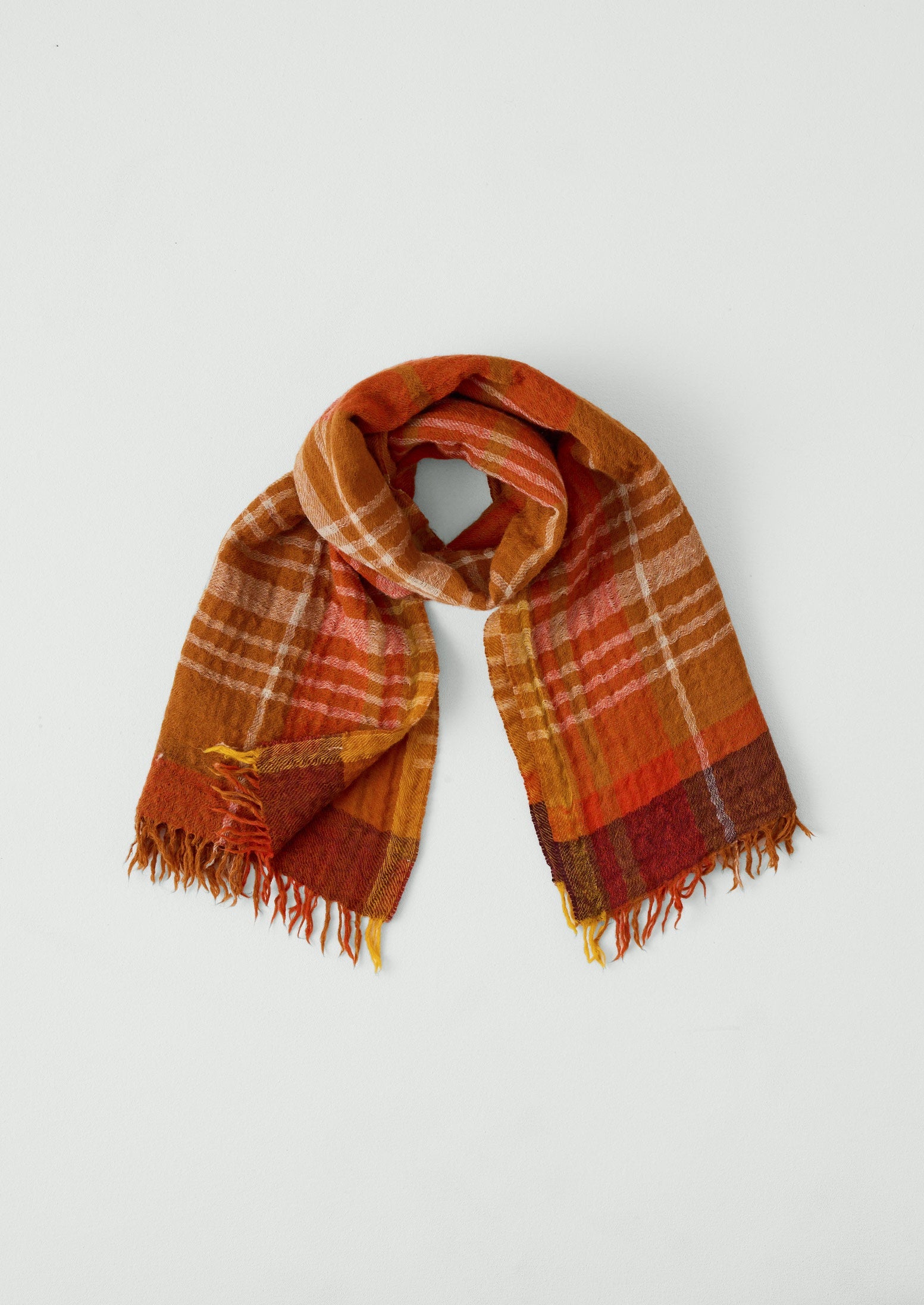Large Check Boiled Wool Scarf | Spice
