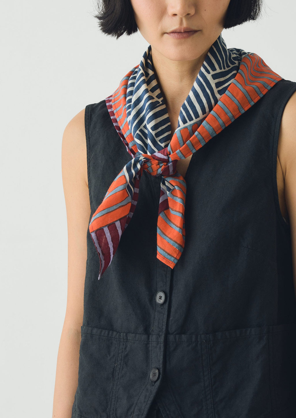 Patchwork Stripe Block Print Bandana | Verdigris/Multi