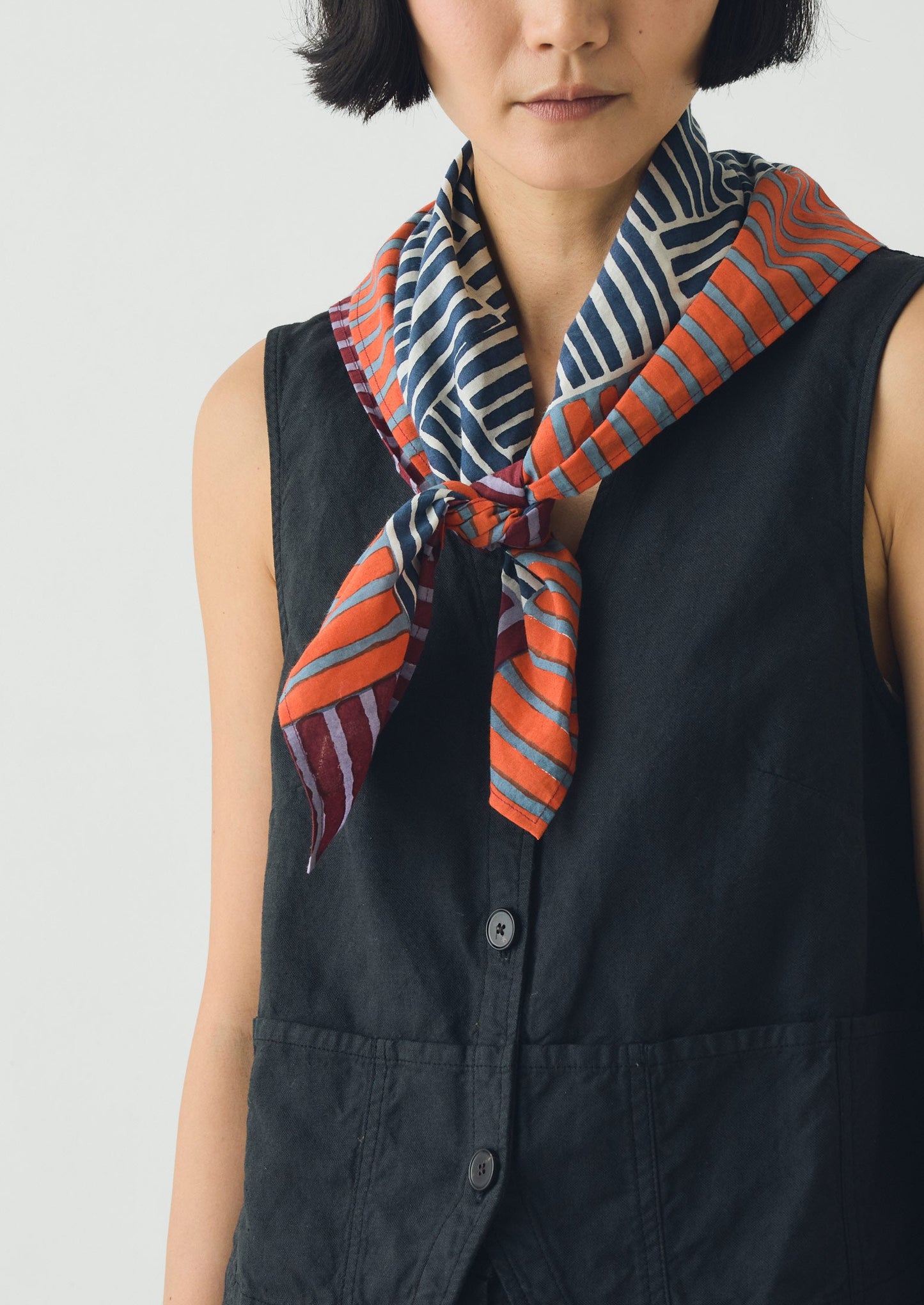 Patchwork Stripe Block Print Bandana | Verdigris/Multi
