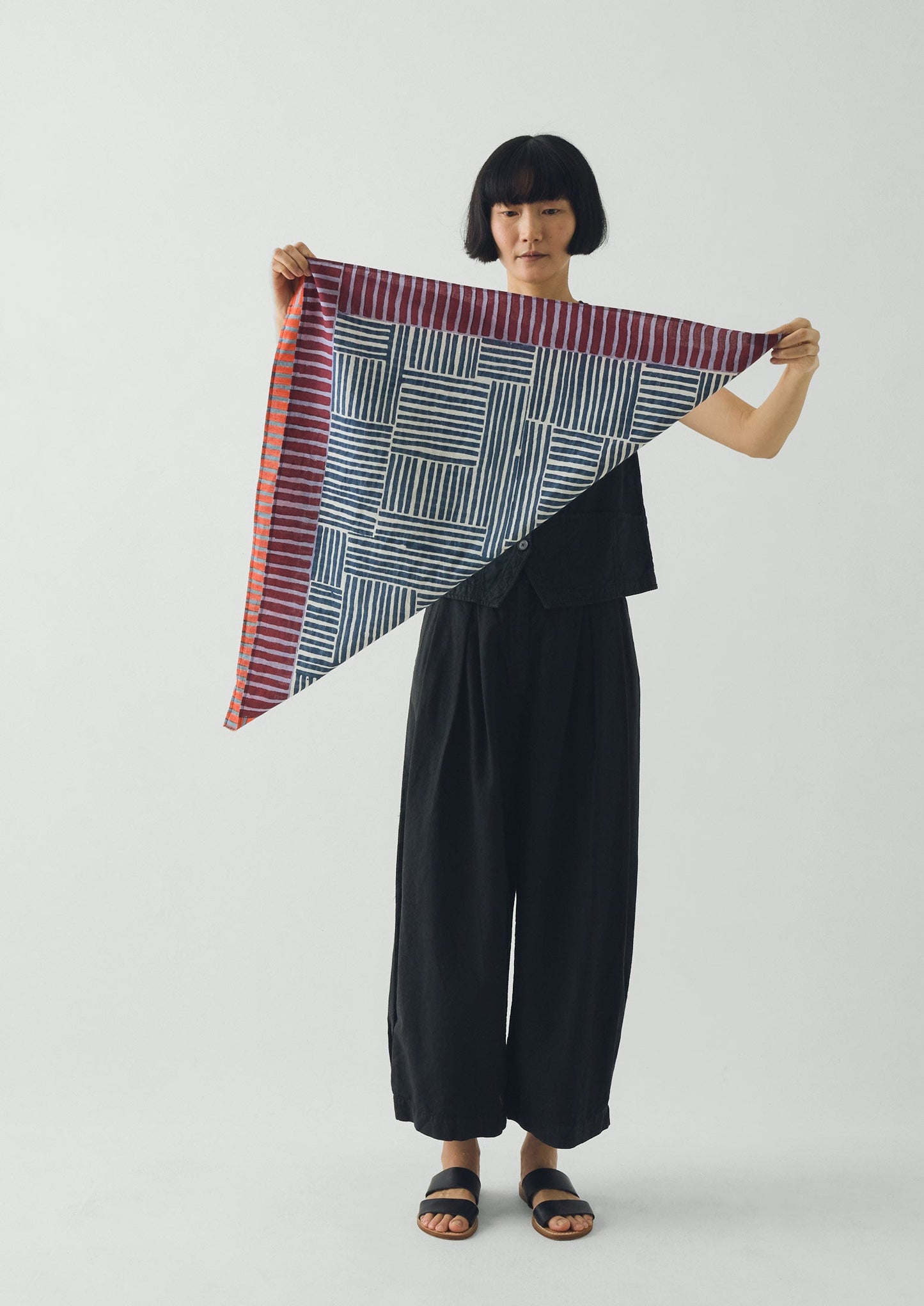 Patchwork Stripe Block Print Bandana | Verdigris/Multi