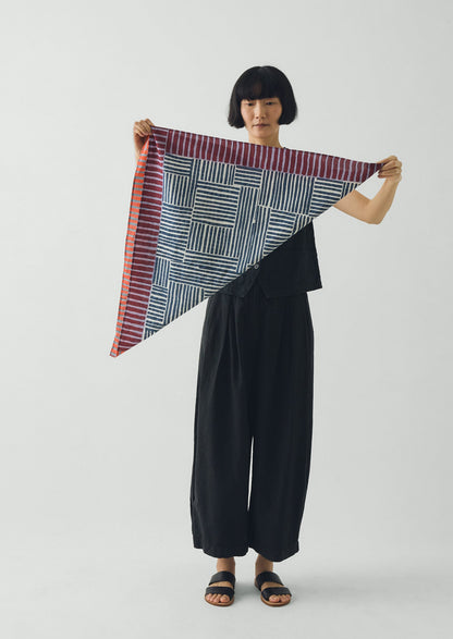 Patchwork Stripe Block Print Bandana | Verdigris/Multi