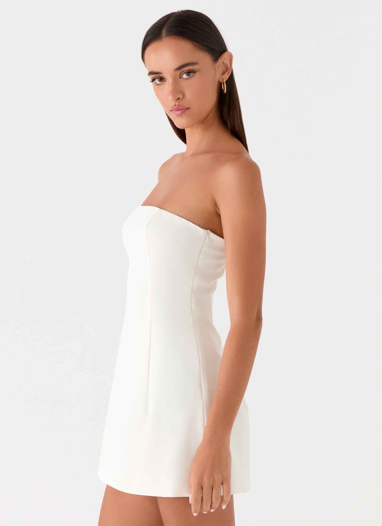 Della Strapless Mini Dress - White