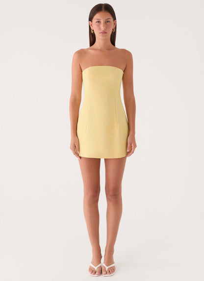 Della Strapless Mini Dress - Yellow