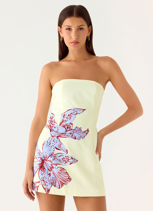 Denby Strapless Mini Dress - Purple Floral