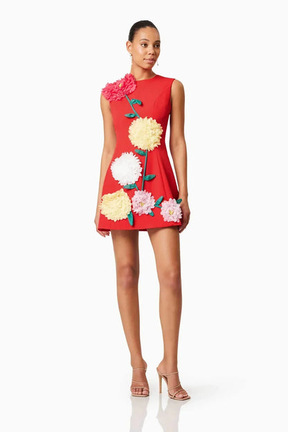 Livette - Flower 3D Effect Mini Dress