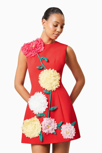 Livette - Flower 3D Effect Mini Dress