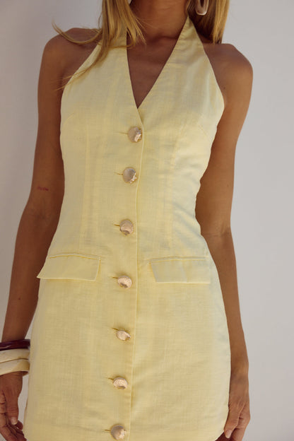 Halzie Mini Dress - Lemon