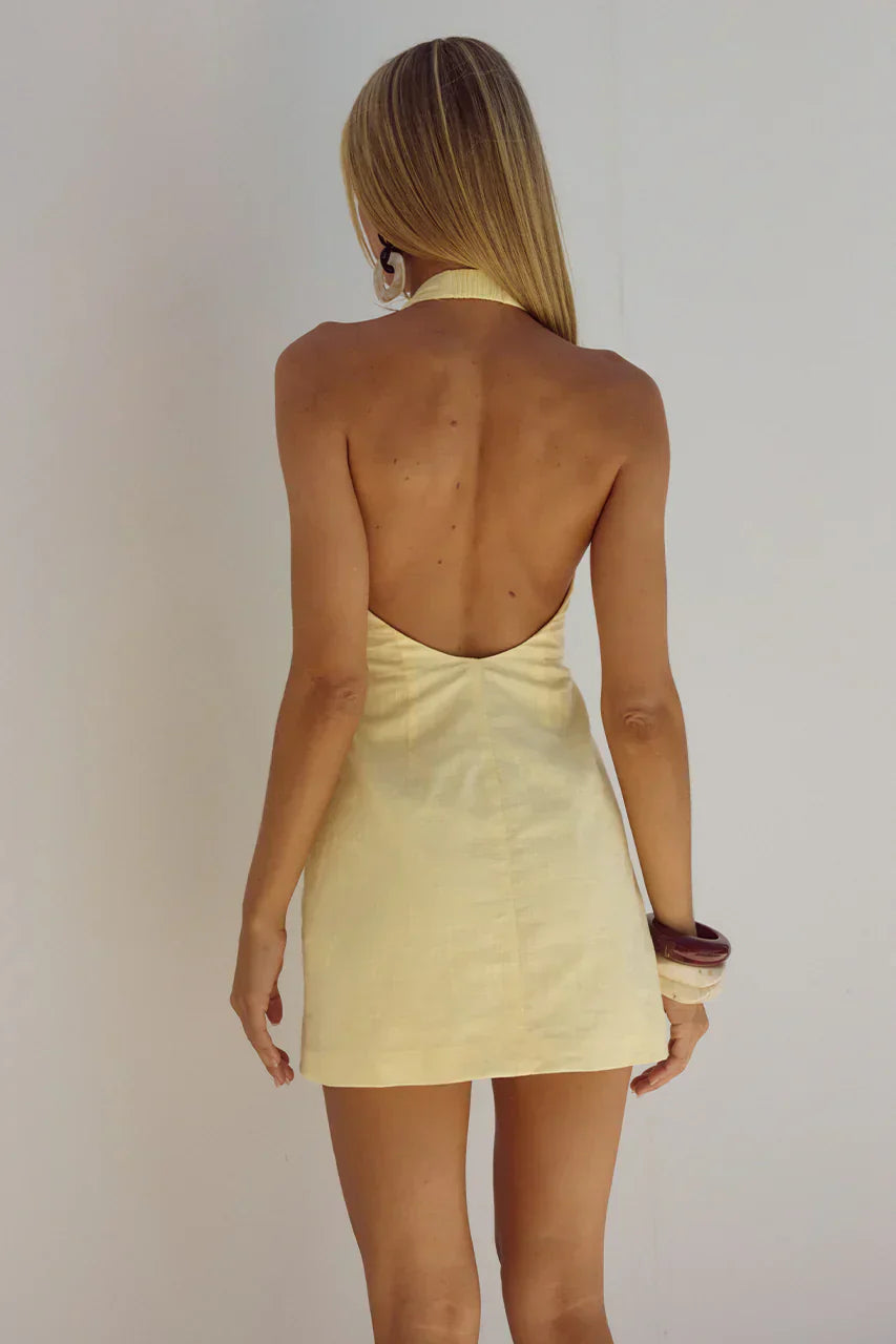 Halzie Mini Dress - Lemon