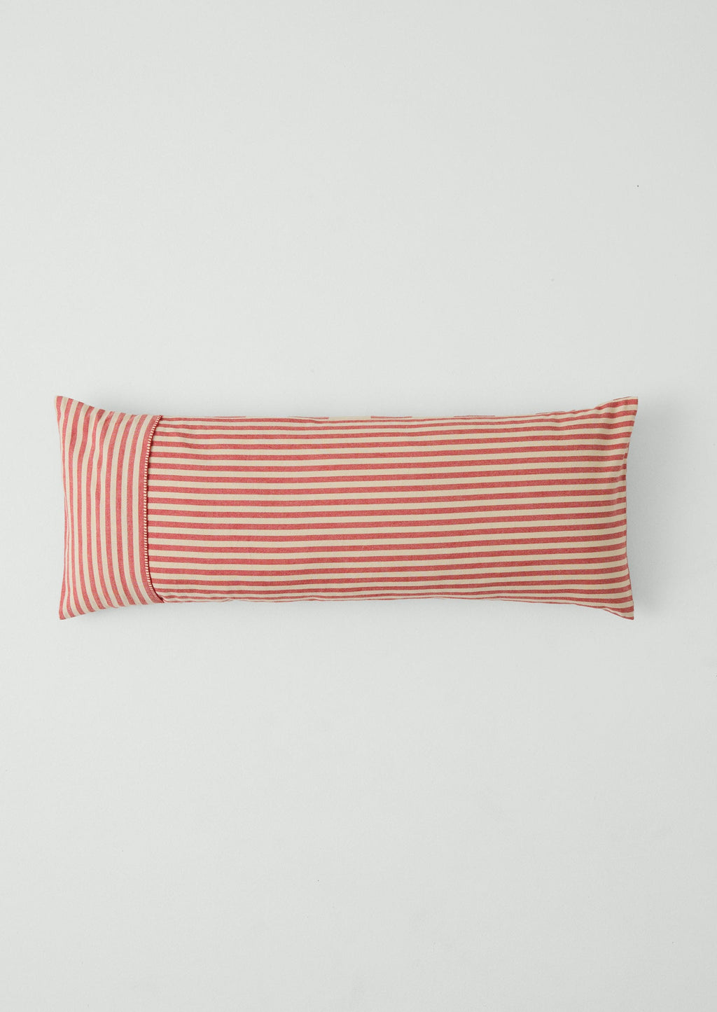 Market Stripe Hand Woven Bolster Cushion | Bright Red/Ecru