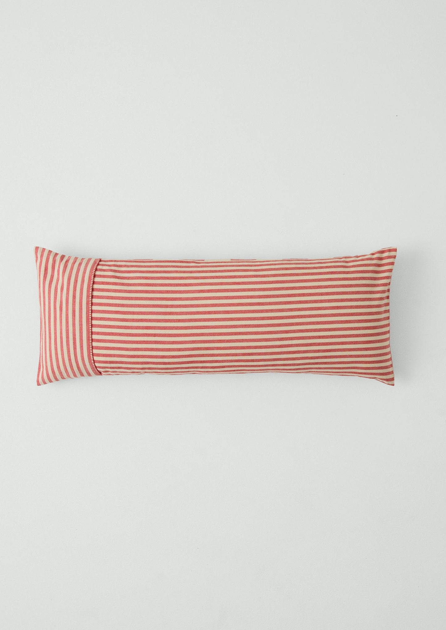 Market Stripe Hand Woven Bolster Cushion | Bright Red/Ecru