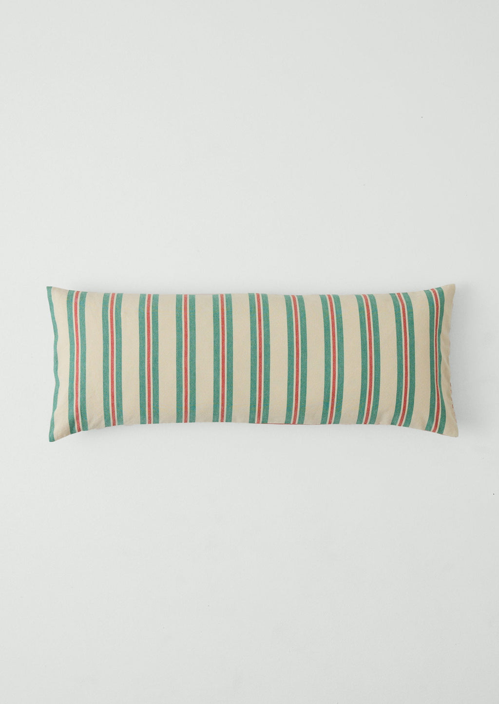 Market Stripe Hand Woven Bolster Cushion | Basil/Poppy