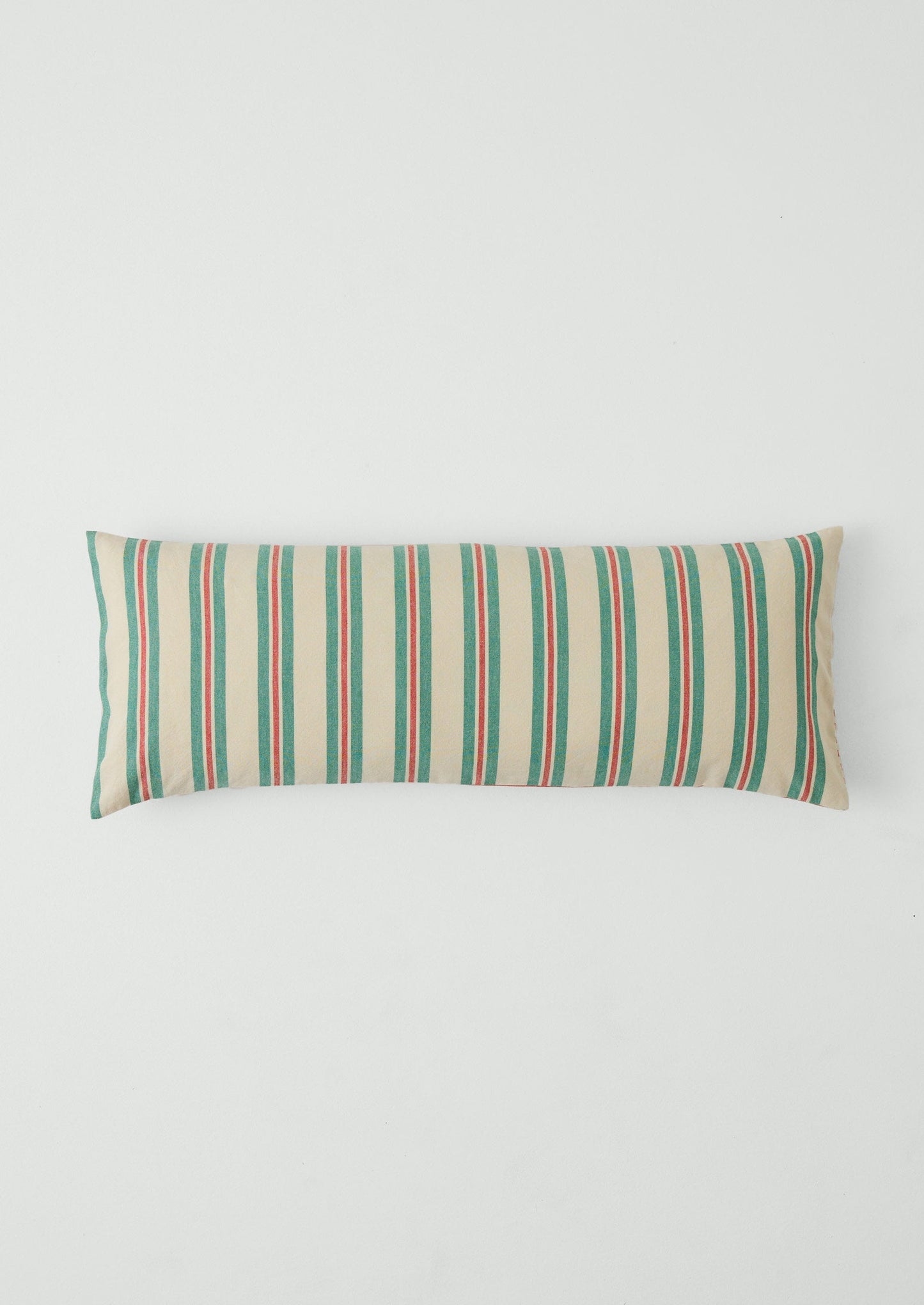 Market Stripe Hand Woven Bolster Cushion | Basil/Poppy