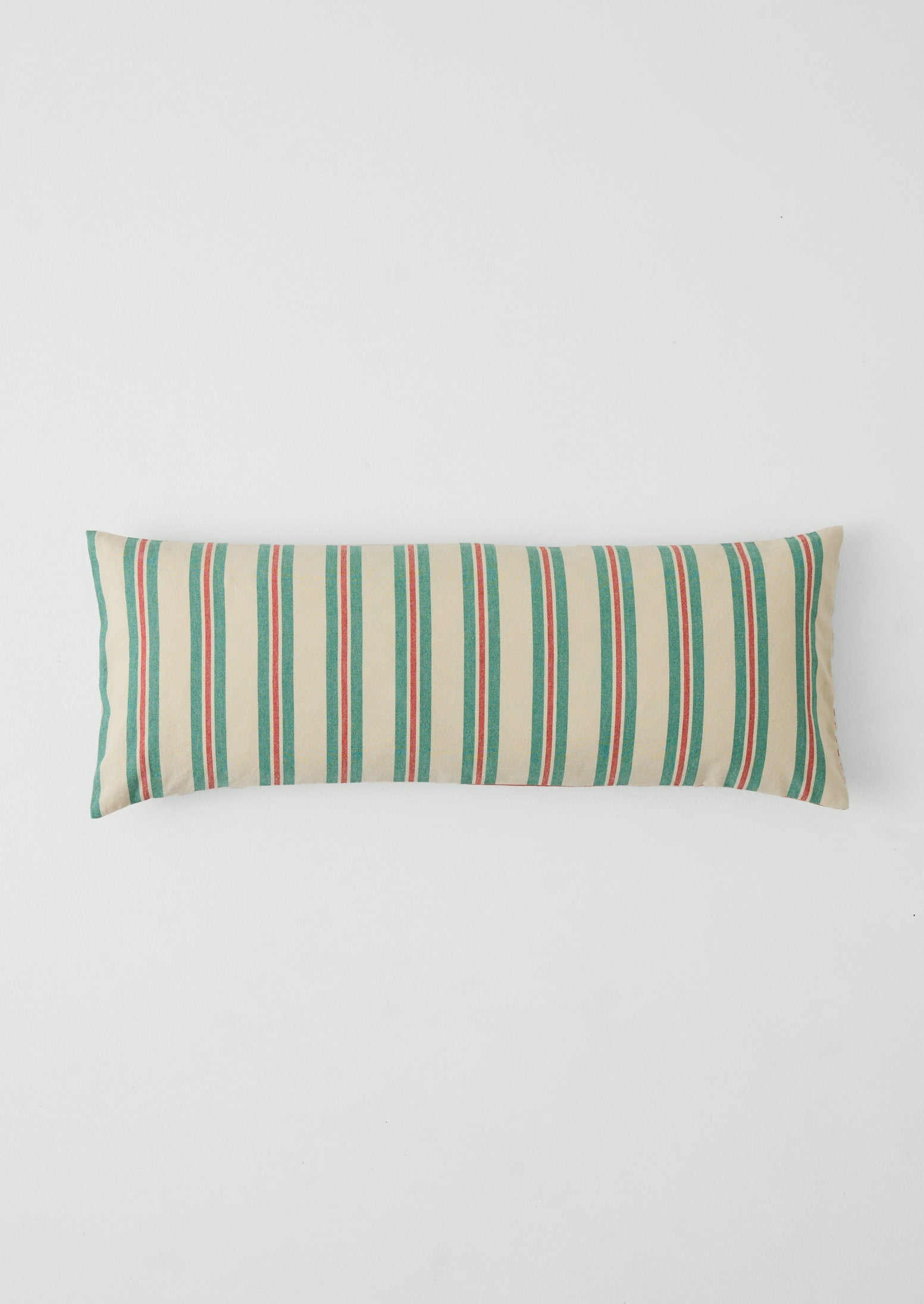 Market Stripe Hand Woven Bolster Cushion | Basil/Poppy