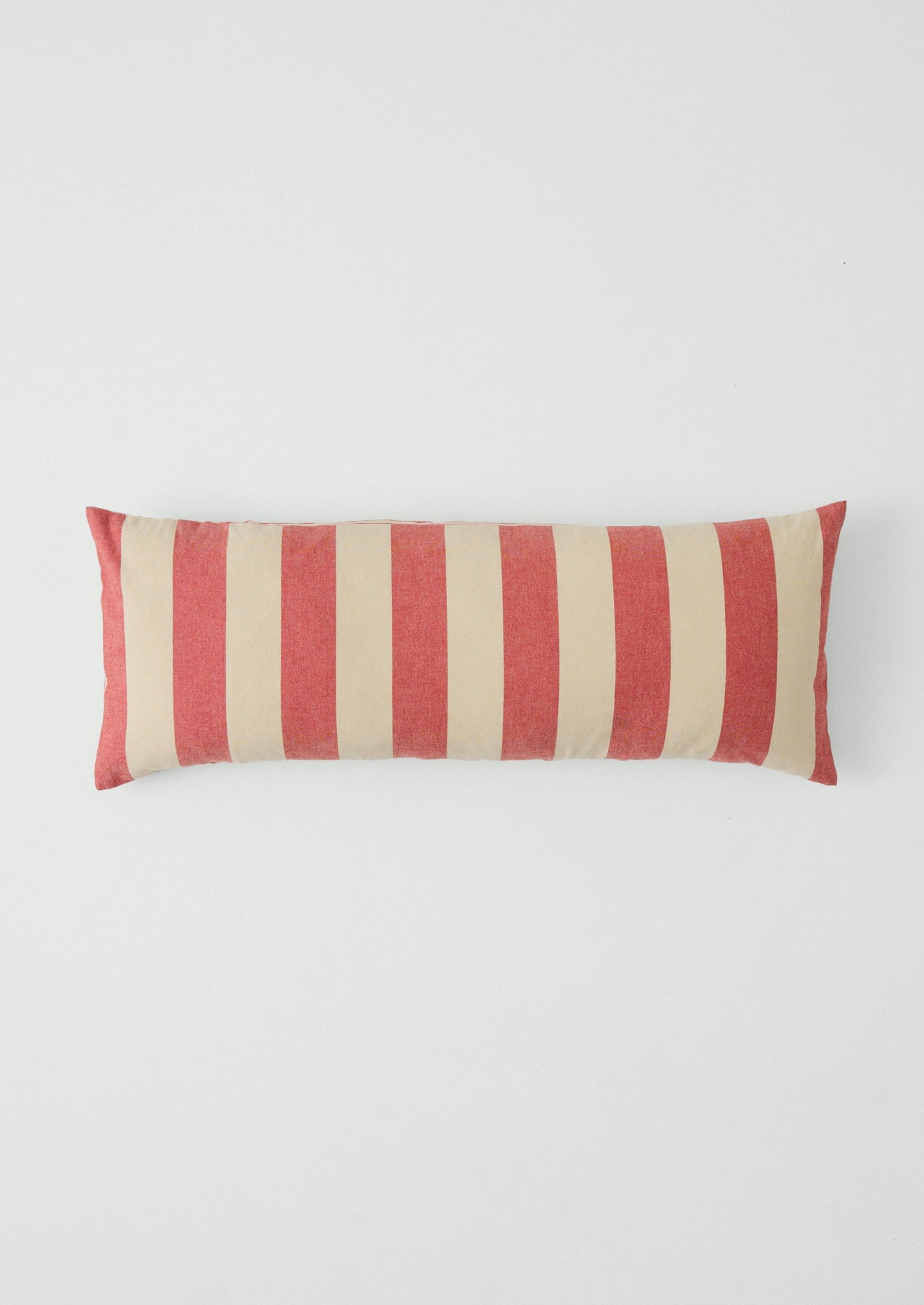 Market Stripe Hand Woven Bolster Cushion | Bright Red/Ecru