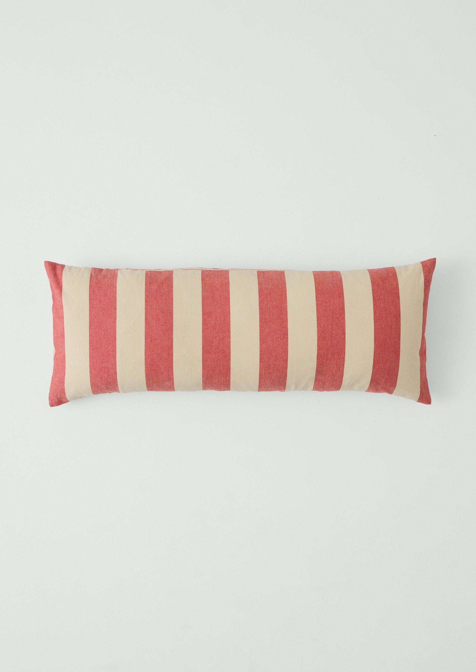 Market Stripe Hand Woven Bolster Cushion | Bright Red/Ecru