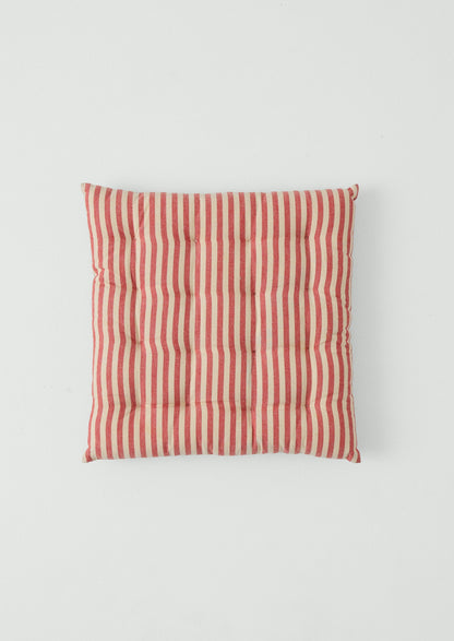 Market Stripe Hand Woven Seat Pad | Bright Red/Ecru
