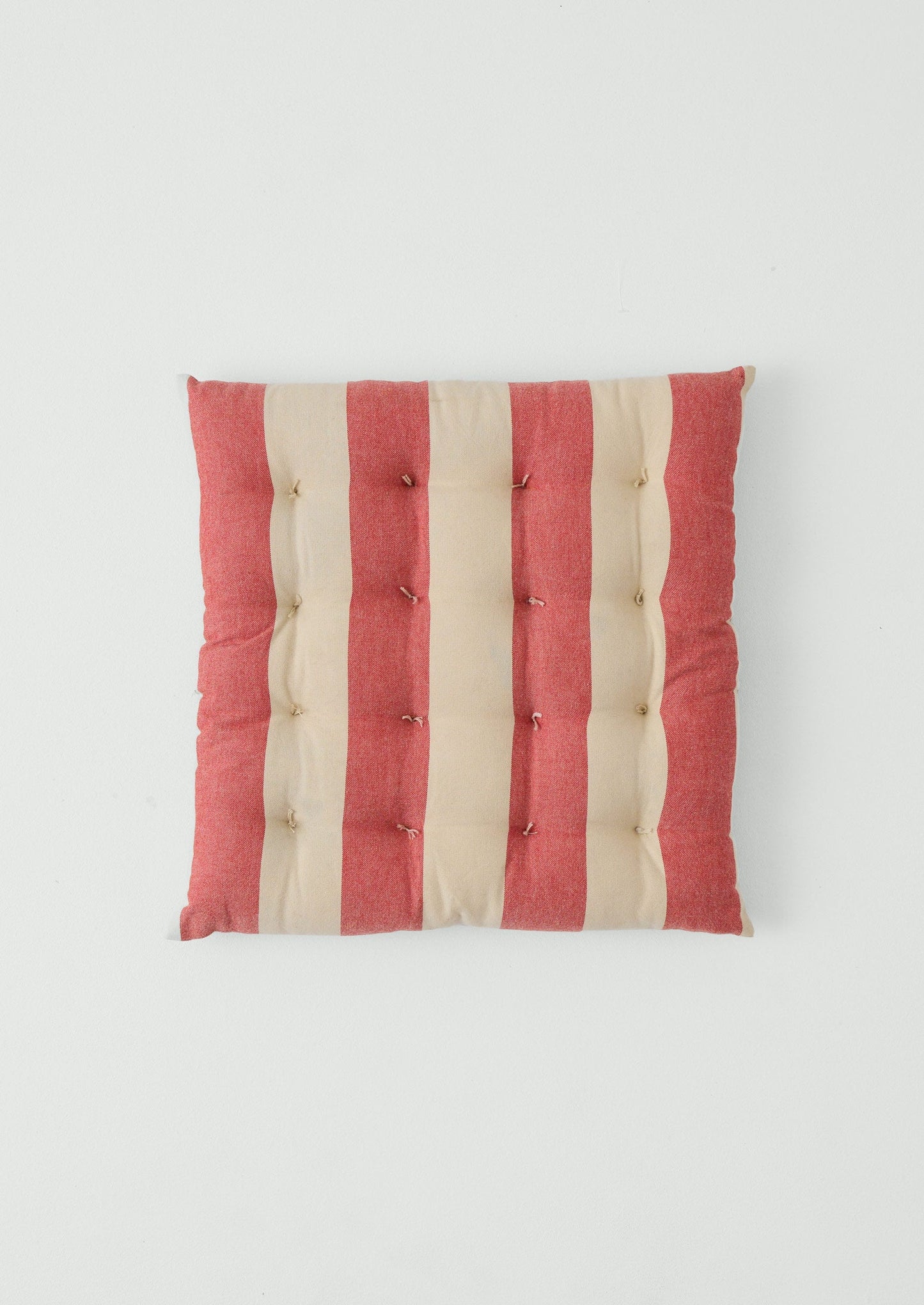 Market Stripe Hand Woven Seat Pad | Bright Red/Ecru