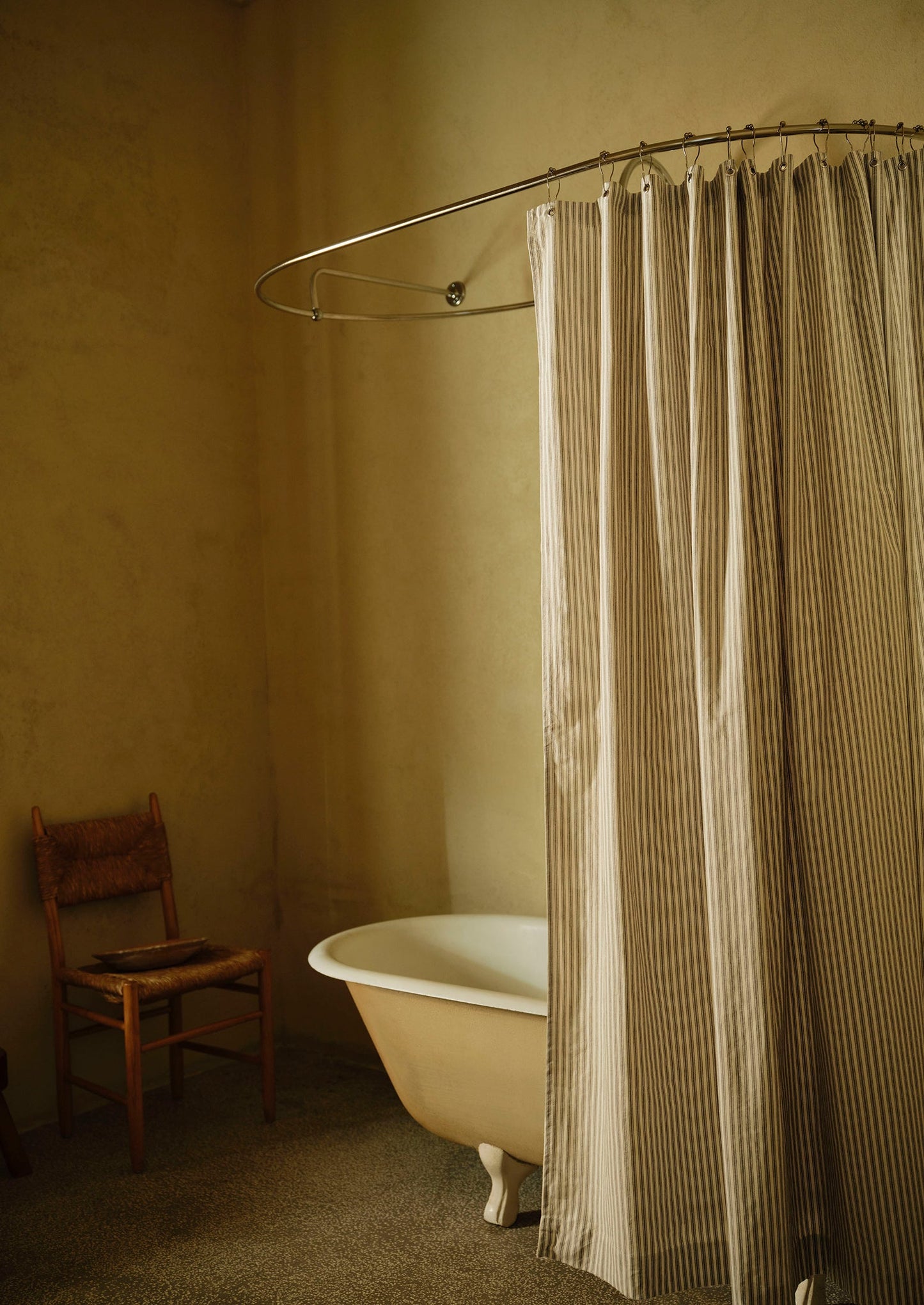 Organic Ticking Stripe Shower Curtain | Ecru/Graphite