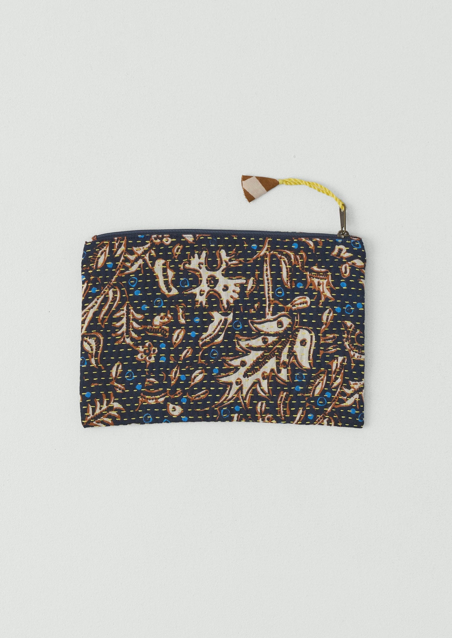 Remnant Fabric Kantha Pouch | Navy/Copper
